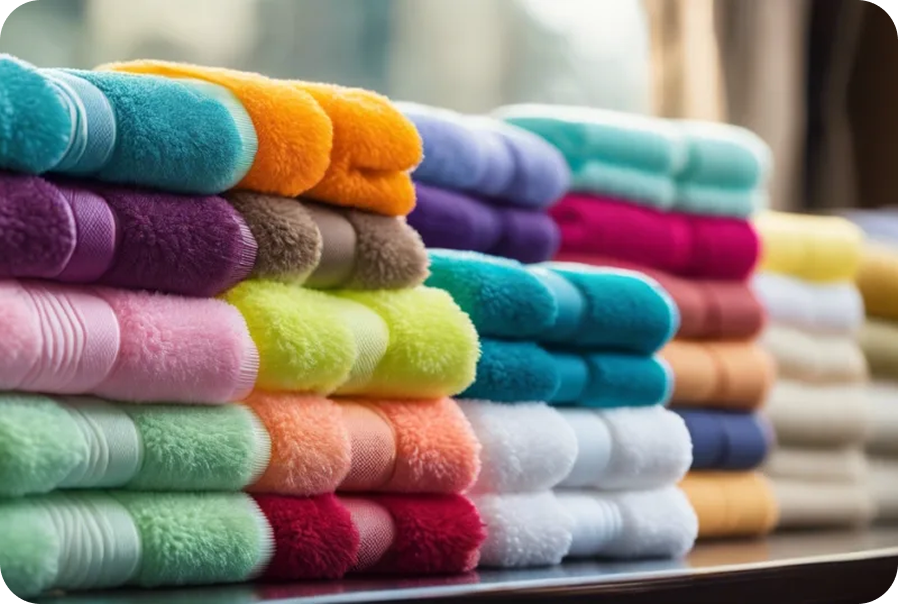 Stacks of colourful cotton towels