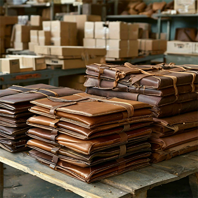 Bulk leather packaging cartons