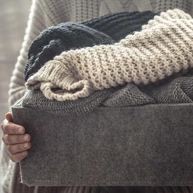 Wrapped and boxed knit wear products