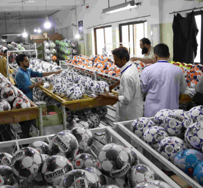 Handcrafted sports goods manufacturing in Sialkot, Pakistan